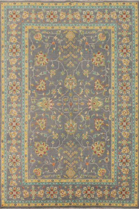 Gray Blue Floral Kazak Oriental Area Rug 7x10