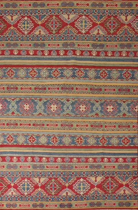 Striped Kazak Oriental Area Rug 7x10