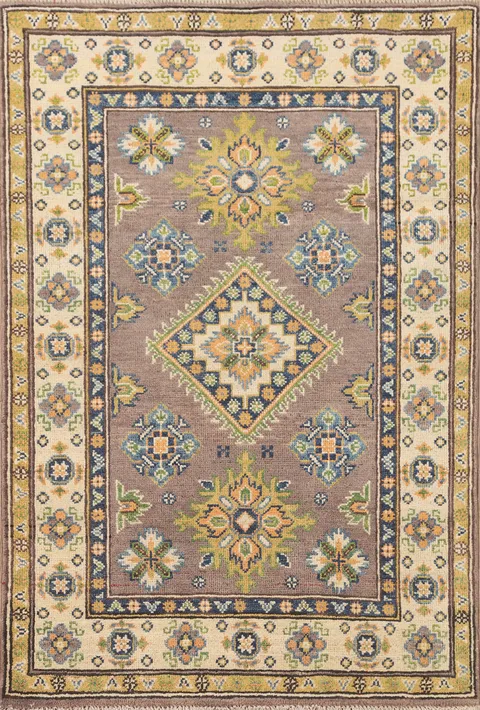 Handmade Brown Kazak Oriental Rug 3x4