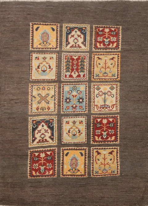 Handmade Brown Kazak Oriental Rug 3x4