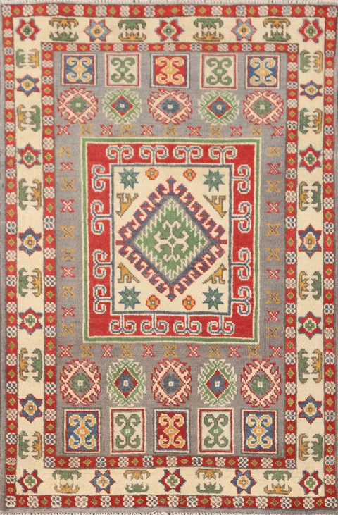 Geometric Kazak Oriental Rug 3x4