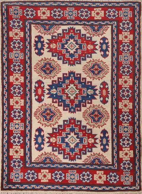 Geometric Kazak Handmade Rug 3x4