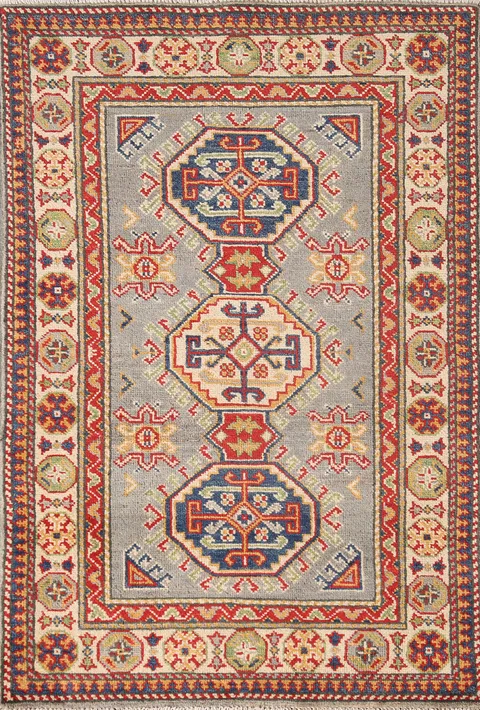 Geometric Kazak Oriental Rug 3x4