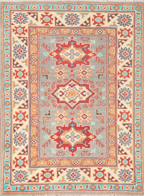 Geometric Kazak Oriental Rug 3x4