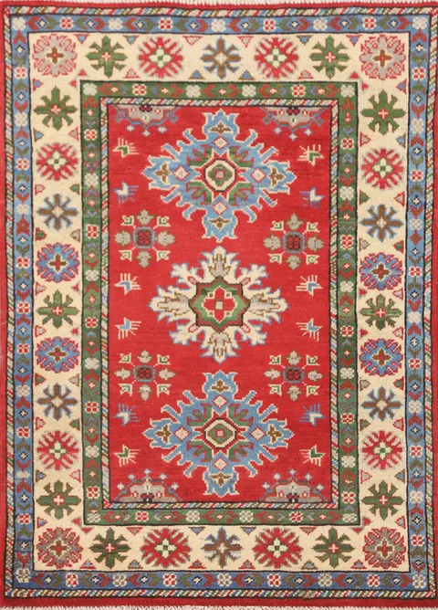 Geometric Kazak Oriental Rug 3x4