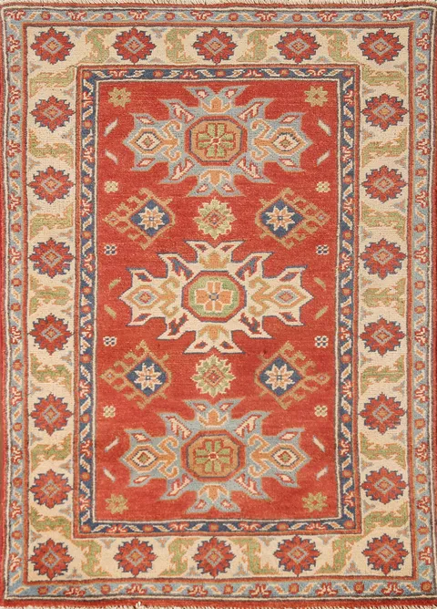 Geometric Kazak Oriental Rug 3x4