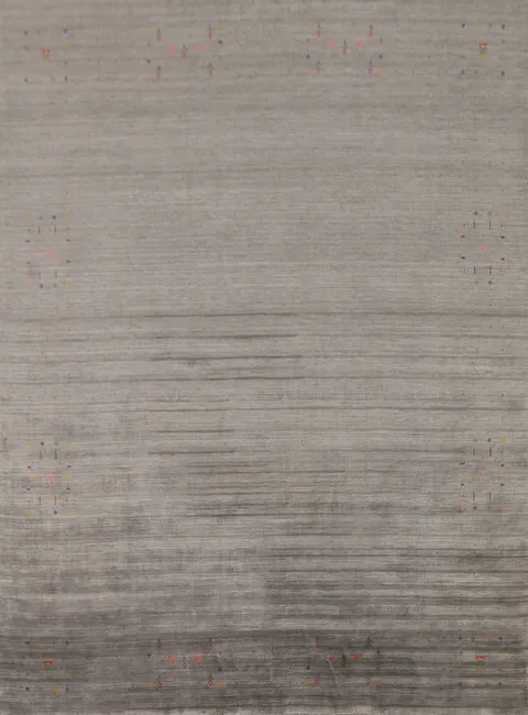 Low-Key Gray Gabbeh Area Rug 8x10 with Delicate Color Details