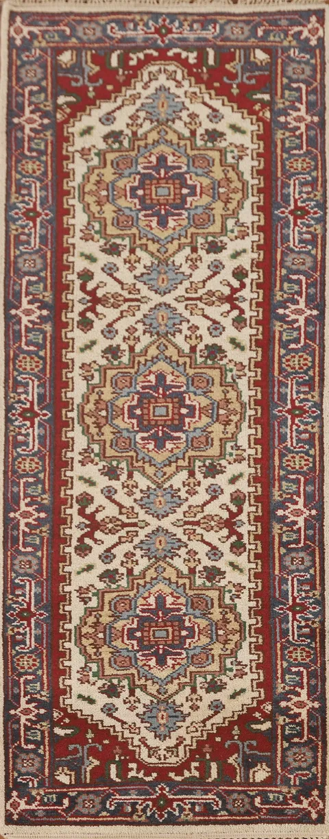 Geometric Heriz Serapi Oriental Runner Rug 3x7