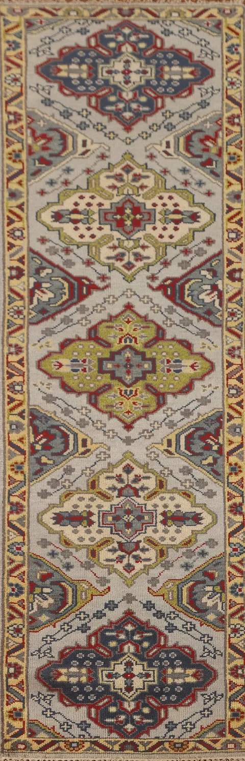 Geometric Kazak Oriental Runner Rug 3x10