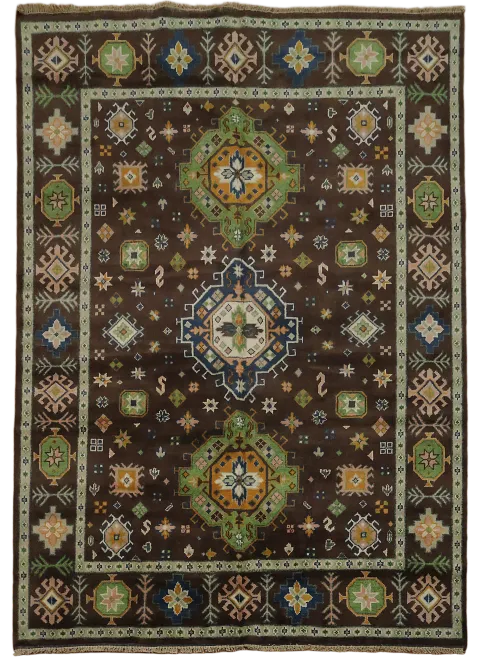 Elegant Brown Rug with Vintage-Inspired Design 8x10