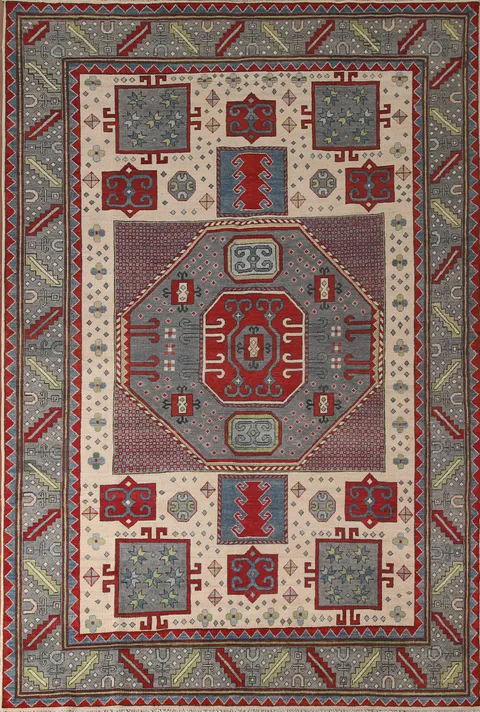 Geometric Kazak Oriental Area Rug 7x10