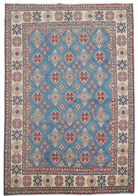Blue Geometric Kazak Oriental Area Rug 8x12