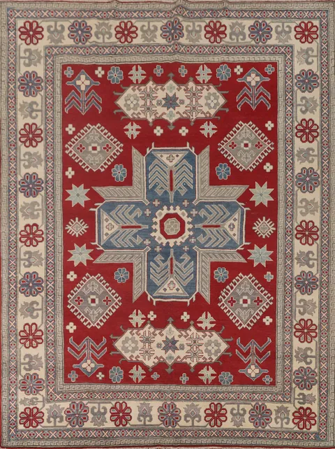 Geometric Red Kazak Oriental Area Rug 8x10