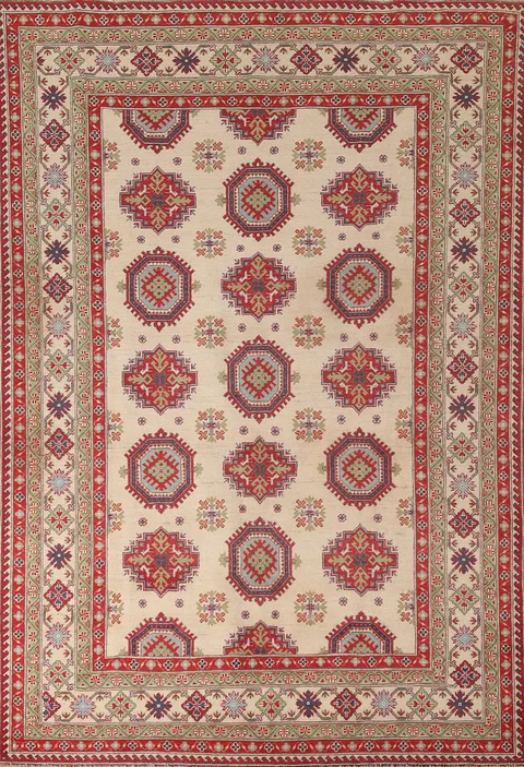 Geometric Kazak Oriental Area Rug 7x9