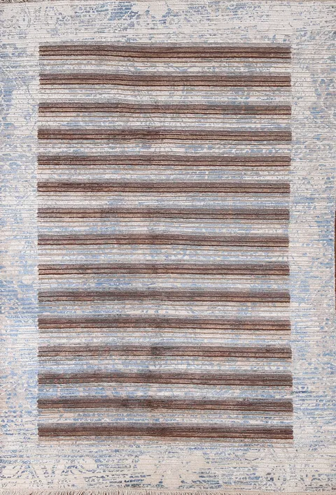 Striped Abstract Handmade Rug 4x6