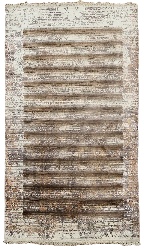 Striped Brown Abstract Oriental Rug 4x6