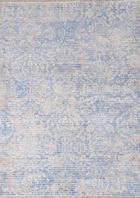 Striped Blue Abstract Modern Rug 4x6