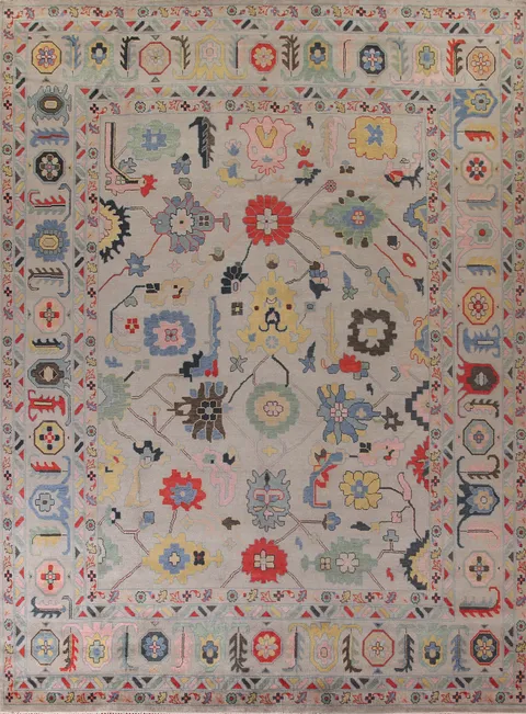 All-Over Large Floral Oushak Oriental Rug 12x15