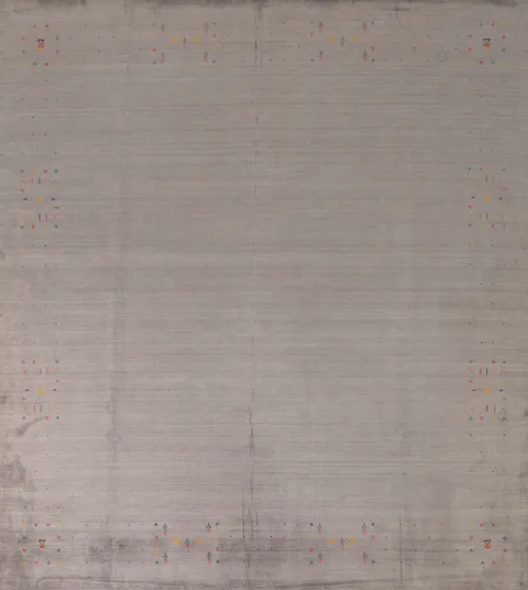 Soft Grey Gabbeh Area Rug 8x10 Featuring Discreet Colorful Details