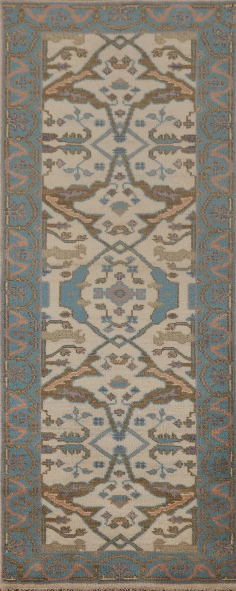 Earth Tone Wool Oushak Oriental Runner Rug 3x8