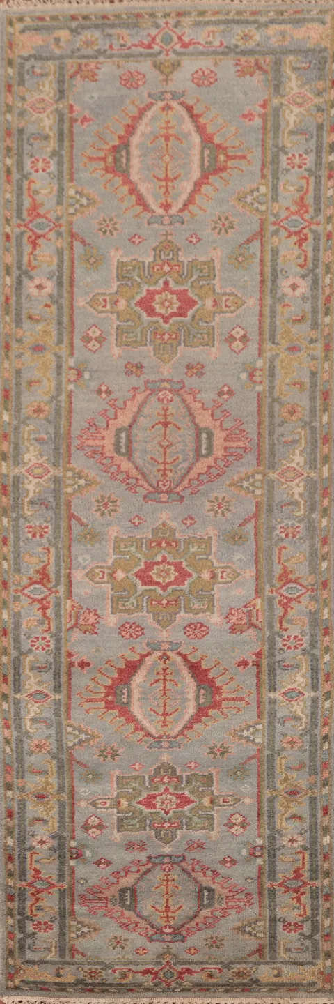Geometric Kazak Oriental Runner Rug 3x10