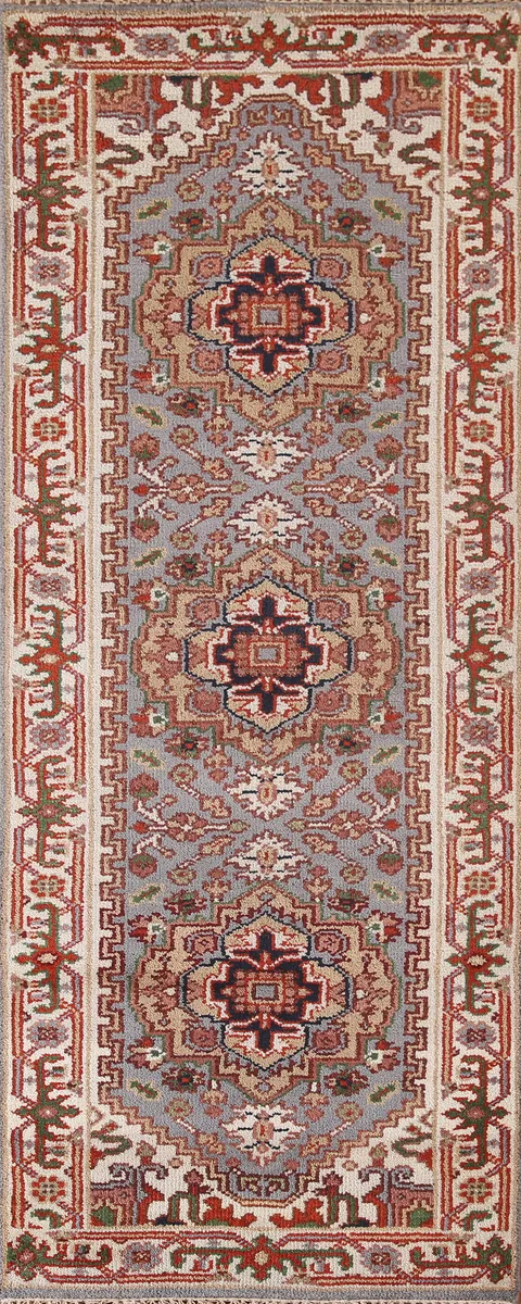 Handmade Heriz Serapi Oriental Runner Rug 3x8