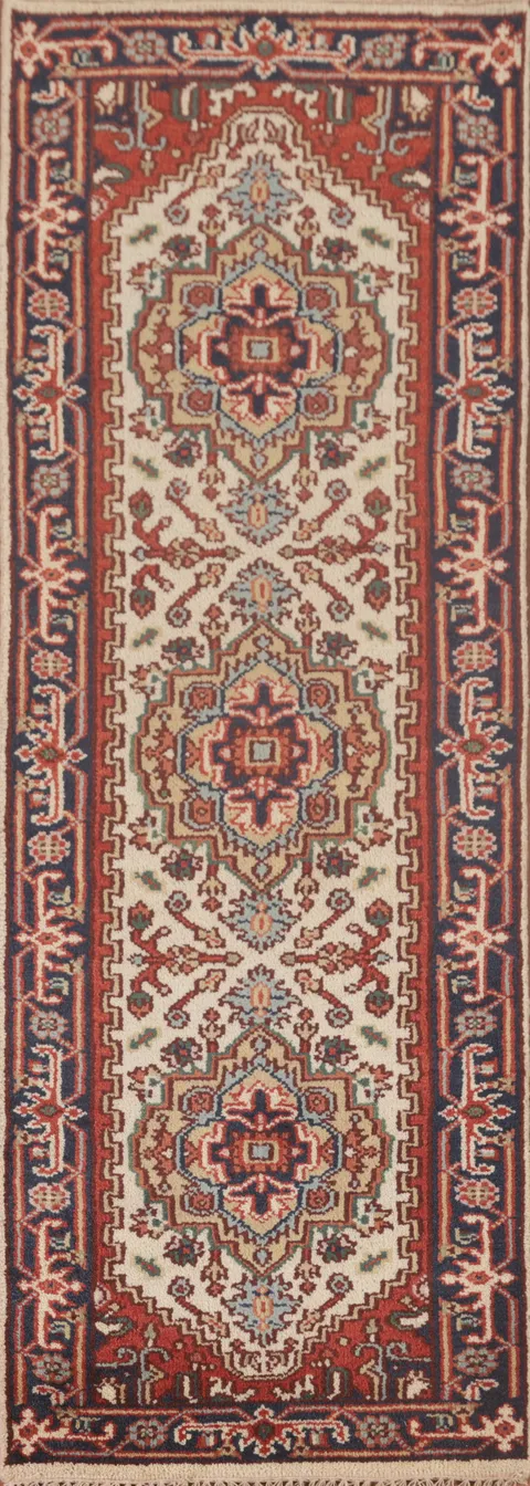 Geometric Heriz Serapi Oriental Runner Rug 3x8
