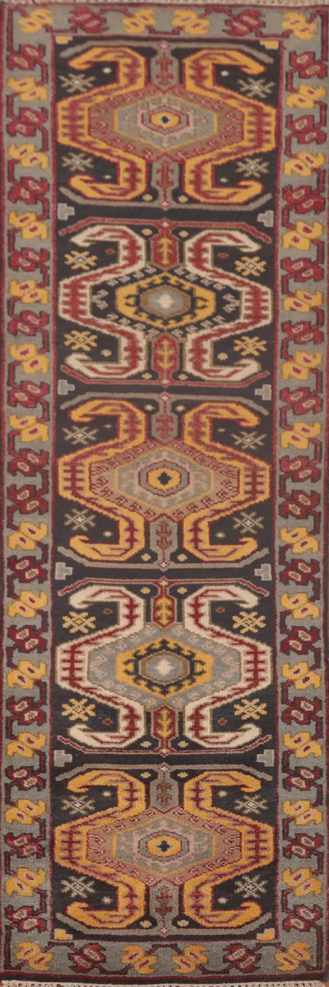 Handmade Kazak Oriental Runner Rug 3x10