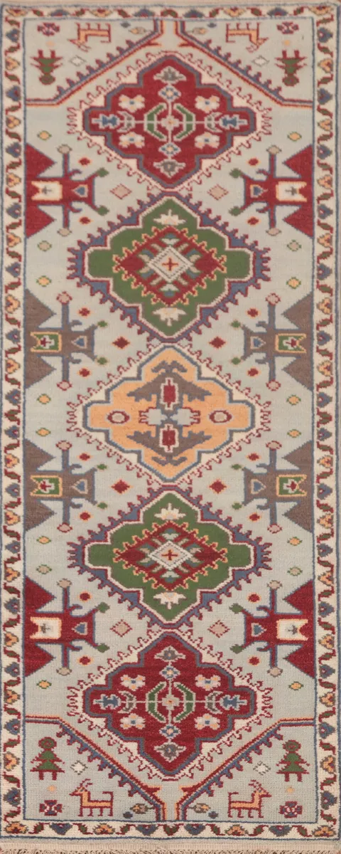 Tribal Kazak Oriental Runner Rug 3x8