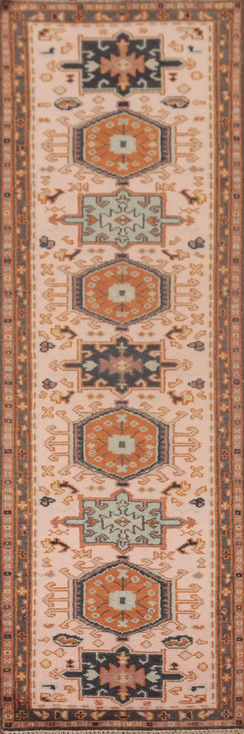 Geometric Kazak Oriental Runner Rug 3x10