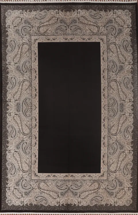 Black Qum Traditional Area Rug 6x10