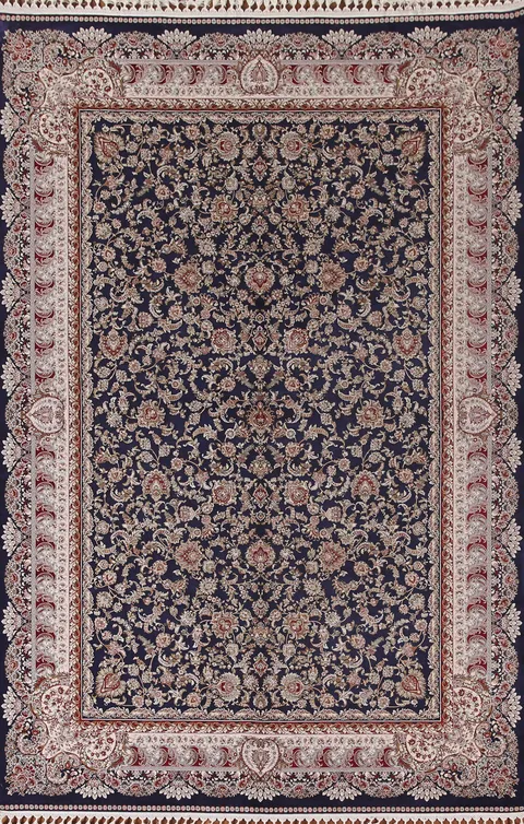 Navy Blue Floral Tabriz Traditional Area Rug 7x10