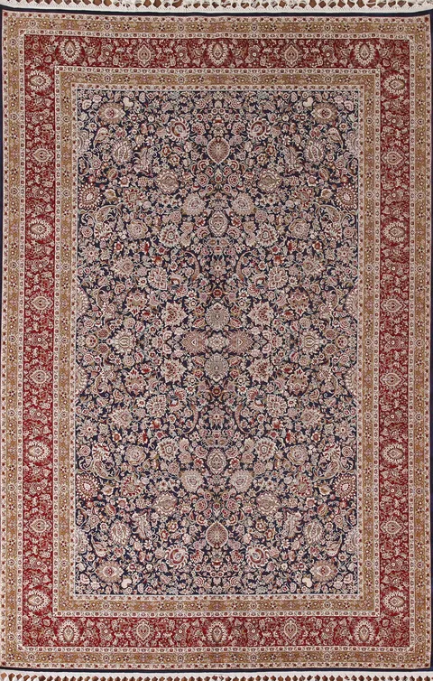 Blue Floral Tabriz Traditional Area Rug 7x10