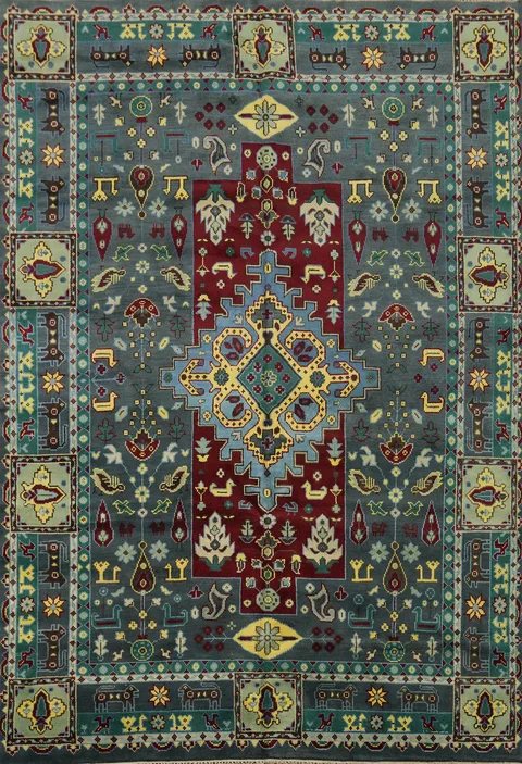 Geometric Kazak Oriental Area Rug 9x12