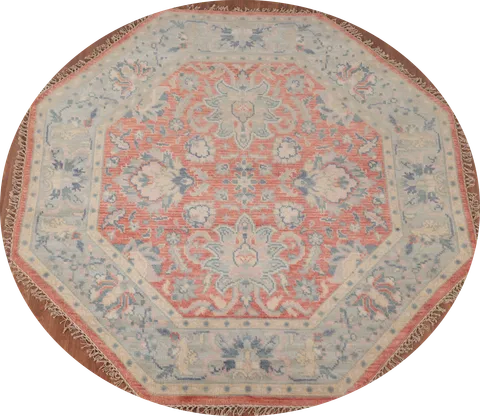 Handmade Heriz Serapi Octagon Indian Rug 6x6