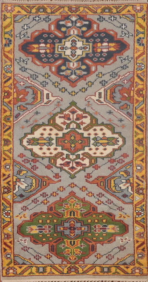 Gray Geometric Kazak Oriental Rug 3x6