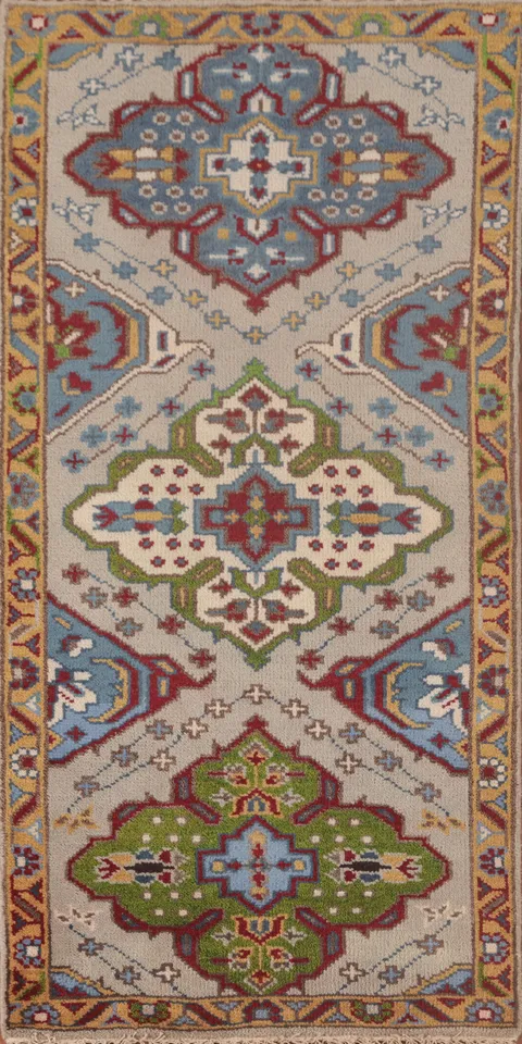 Gray Geometric Kazak Oriental Rug 3x6