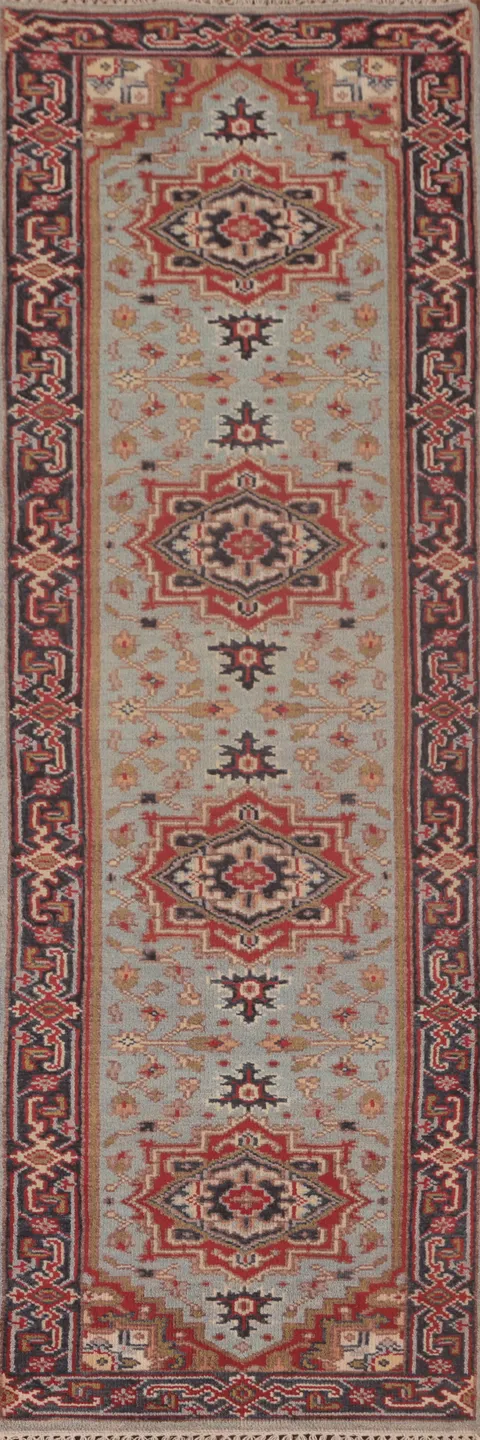 Light Blue Heriz-Serapi Oriental Runner Rug 3x10