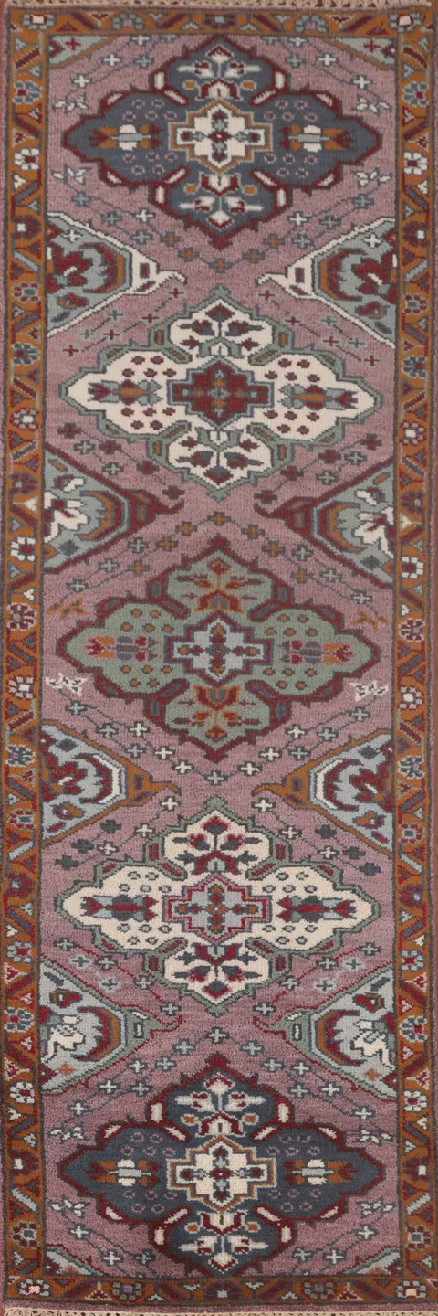 Geometric Kazak Oriental Runner Rug 3x10