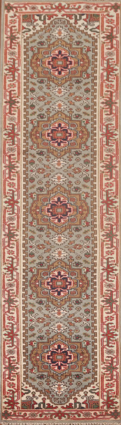 Geometric Heriz-Serapi Oriental Runner Rug 3x12