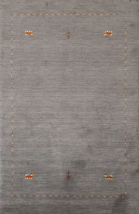 Tribal Gray Gabbeh Oriental Rug 4x6