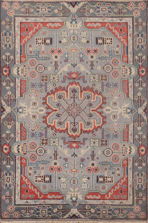 Gray Geometric Heriz-Serapi Oriental Rug 4x6