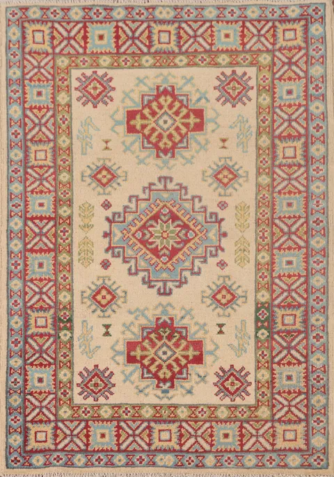 Geometric Kazak Oriental Rug 3x4