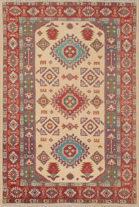 Handmade Wool Kazak Oriental Rug 3x4