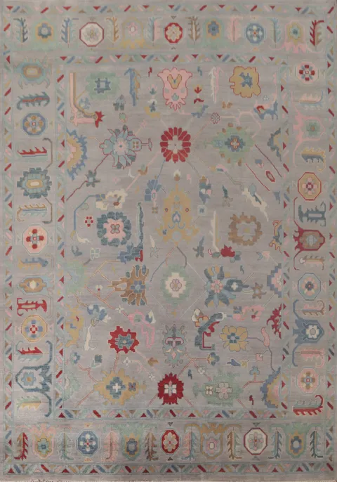 All-Over Gray Oushak Oriental Area Rug 9x12