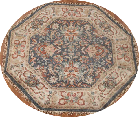 Handmade Heriz-Serapi Octagon Rug 6x6