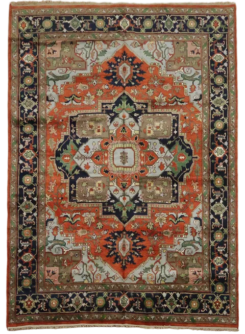 Exquisite Persian Style Heriz Rug with Intricate Geometric Patterns 9x12