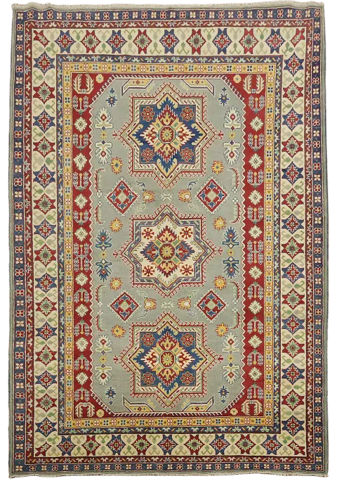 Geometric Wool Kazak Living Room Rug 7x10