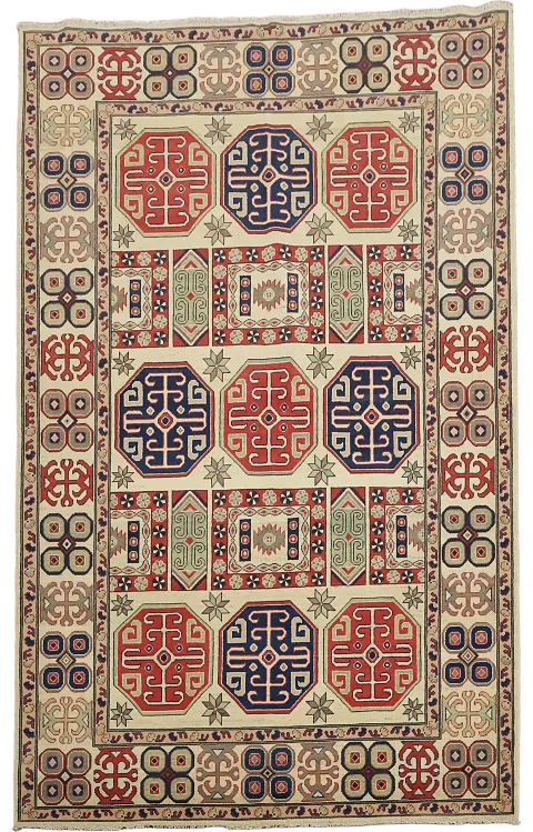 All-Over Geometric Kazak Living Room Rug 7x10