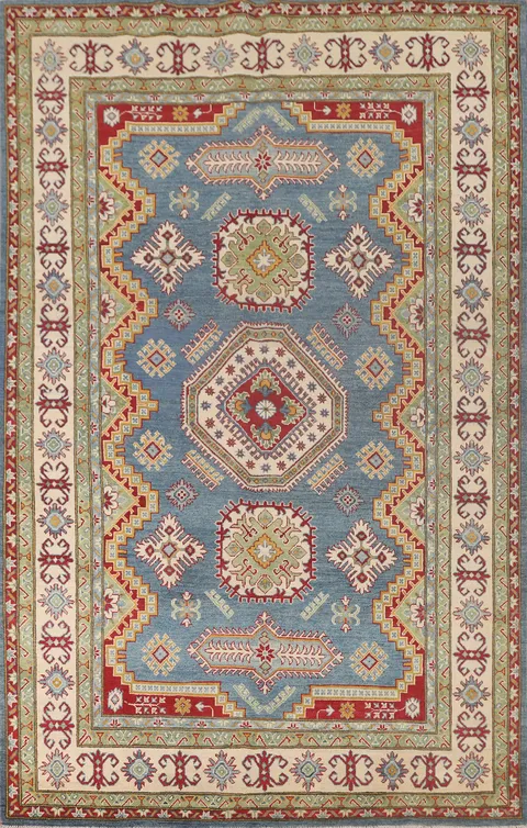 Light Blue Kazak Living Room Area Rug 7x10